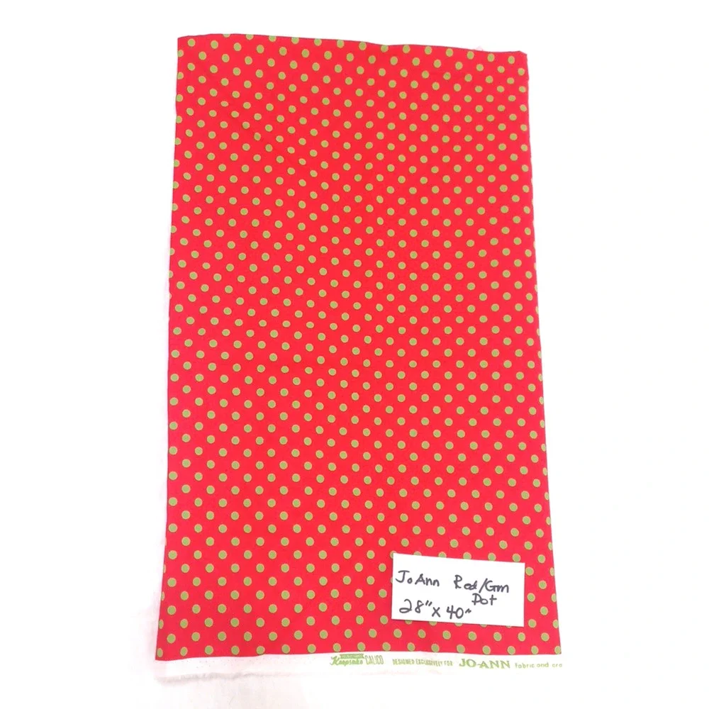 Jo-Ann Red Green Dot Cotton Sewing Craft Fabric 1 Pc 28